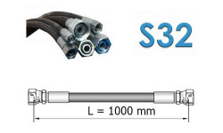 Рукав высокого давления РВД однооплеточный S32 (под ключ 32) длина 1,0 метр