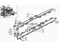 Схема труби водяний і колектора впускного СМД-31А