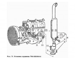 56) Двигатель - Установка глушителя Т40-1205180-А1