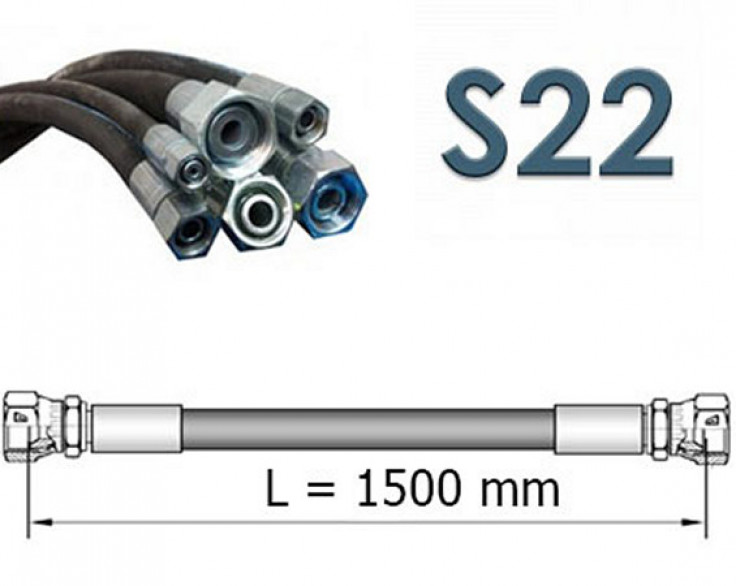 Рукав високого тиску однооплетковий S22 (ключ 22) довжина 1,5 метра Рукав високого тиску однооплетковий S22 (ключ 22) довжина 1,5 метра