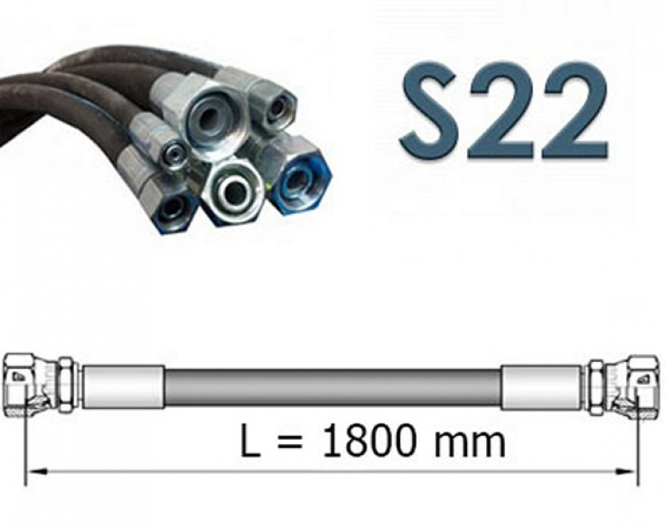 Рукав высокого давления двухоплеточный 2SN, S22 (ключ 22) длина 1,8 метра Рукав высокого давления двухоплеточный 2SN, S22 (ключ 22) длина 1,8 метра