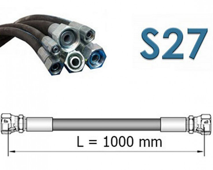 Рукав высокого давления РВД однооплеточный 1SN, S27 (под ключ 27) длина 1,0 метр d=12 мм Рукав высокого давления РВД однооплеточный 1SN, S27 (под ключ 27) длина 1,0 метр d=12 мм