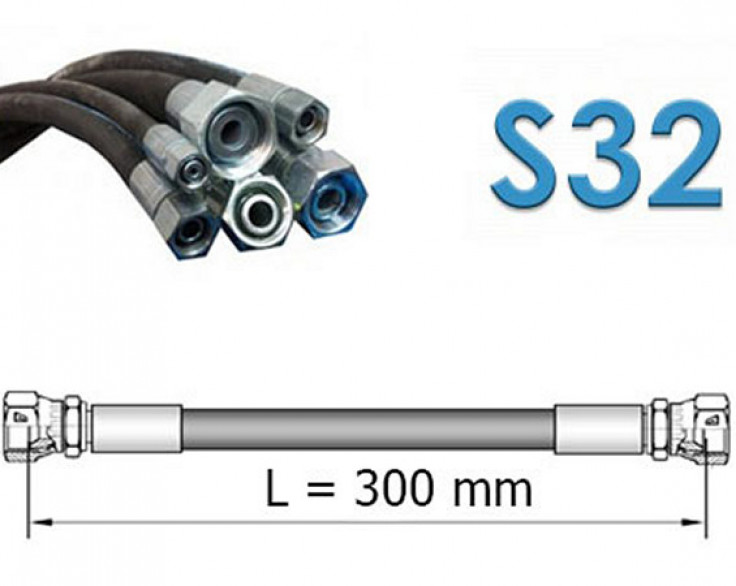 Рукав високого тиску РВД однооплетковий S32 (під ключ 32) довжина 0,3 метра Рукав високого тиску РВД однооплетковий S32 (під ключ 32) довжина 0,3 метра