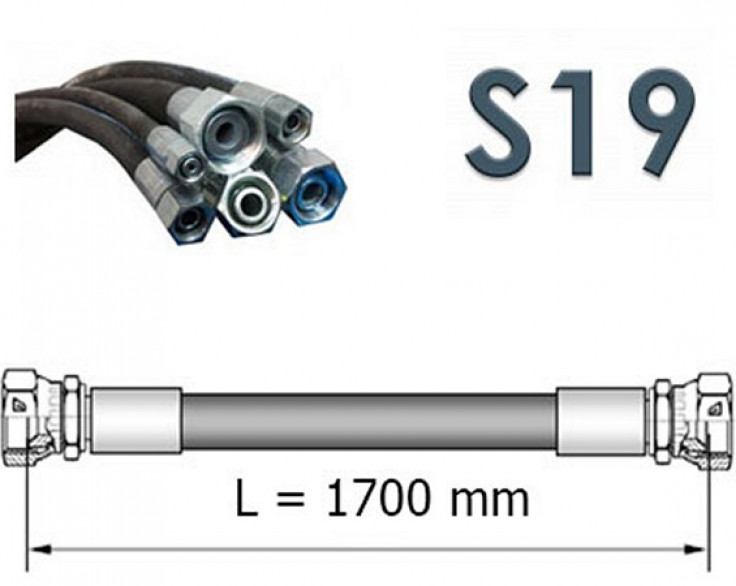Рукав высокого давления РВД однооплеточный S19 (ключ 19) длина 1,7 метра Рукав высокого давления РВД однооплеточный S19 (ключ 19) длина 1,7 метра