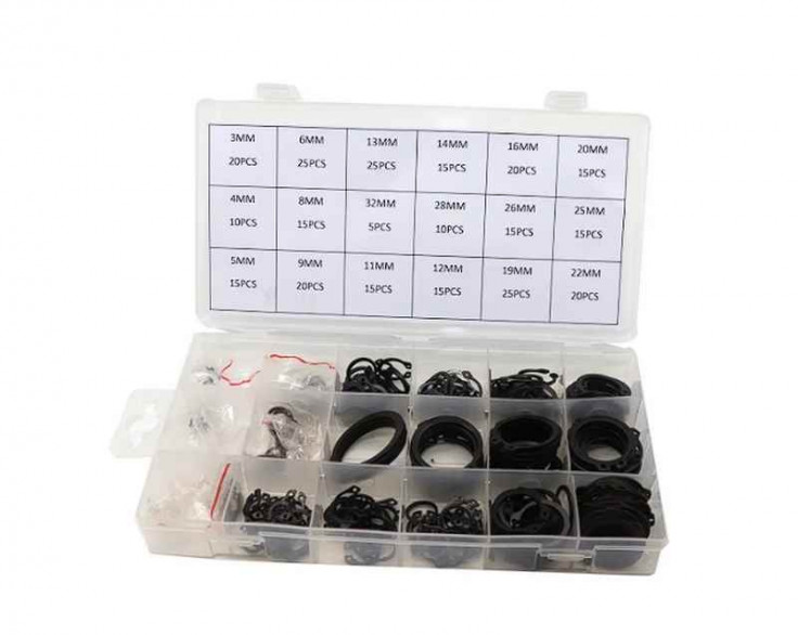 Набір кілець стопорних зовнішніх 300 шт. (3 мм – 32 мм) Набір кілець стопорних зовнішніх 300 шт. (3 мм – 32 мм)