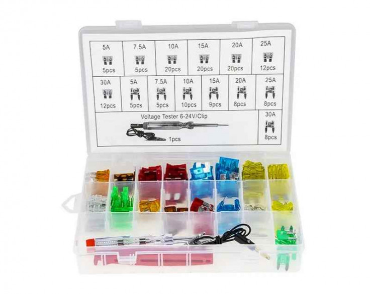 Набір запобіжників 93 шт. (6 видів) з тримачем та тестером Набір запобіжників 93 шт. (6 видів) з тримачем та тестером