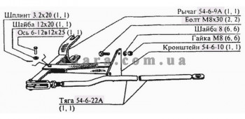 Схема механізму вивантаження бункера Нива СК-5М
