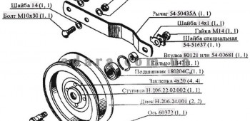 Схема шківа натяжного контрпривода Нива СК-5М