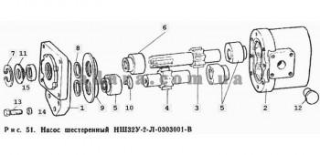 Схема насоса шестерневого НШ32У-2-Л-0303001-В