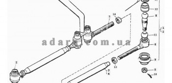 Схема тяг рульових Т40А-3003090-Б1, Т40НМ-3003090