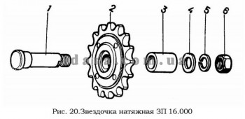 Схема зірочки натяжної ЗП 16.000 зернокидача ЗМ-60