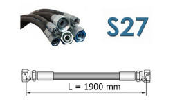 Рукав высокого давления РВД однооплеточный 1SN, S27 (под ключ 27) длина 1,9 метра d=12 мм