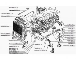 Схема моторної групи з двигуном СМД-22А Нива СК-5М