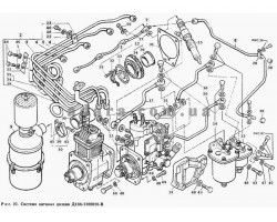 38) Двигатель - Система питания дизеля Д144-1100010-В