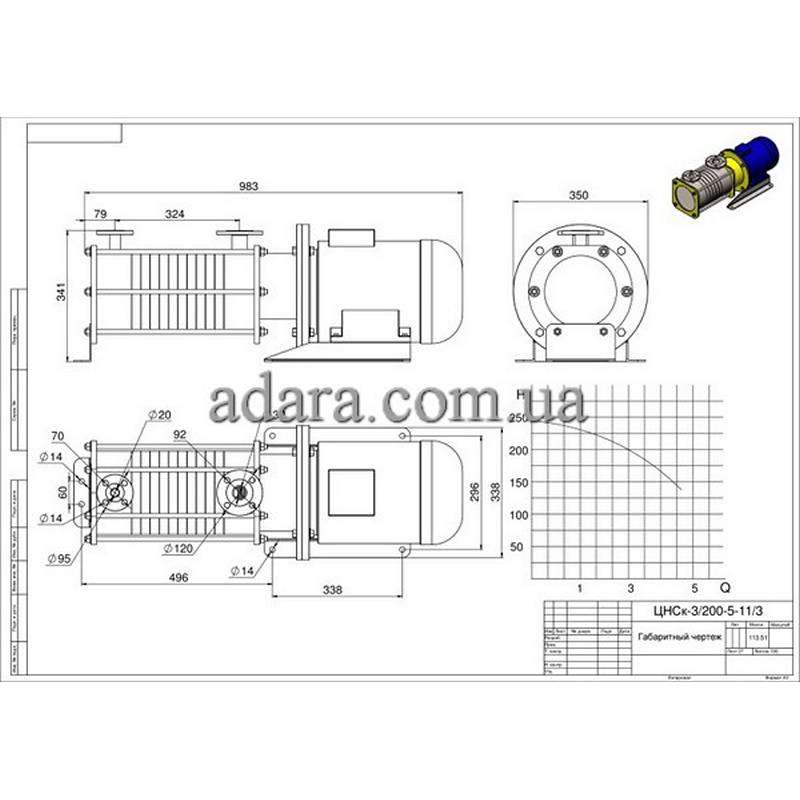 Насос центробежный секционный ЦНСк-3-200 (ЦНС-3/200) нержавейка