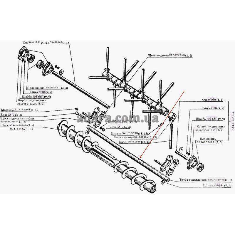 Труба пальчикового механизма 54-1-2-2-6-1 под смазку, с отверстиями, (54-82195А / 54-62201) комбайна Нива СК-5М
